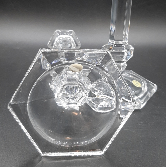 Vtg Crystal Clear Candle Sticks 2 Heavy Leaded Crystal Made in Slovakia 9 1/8" - Picture 7 of 7